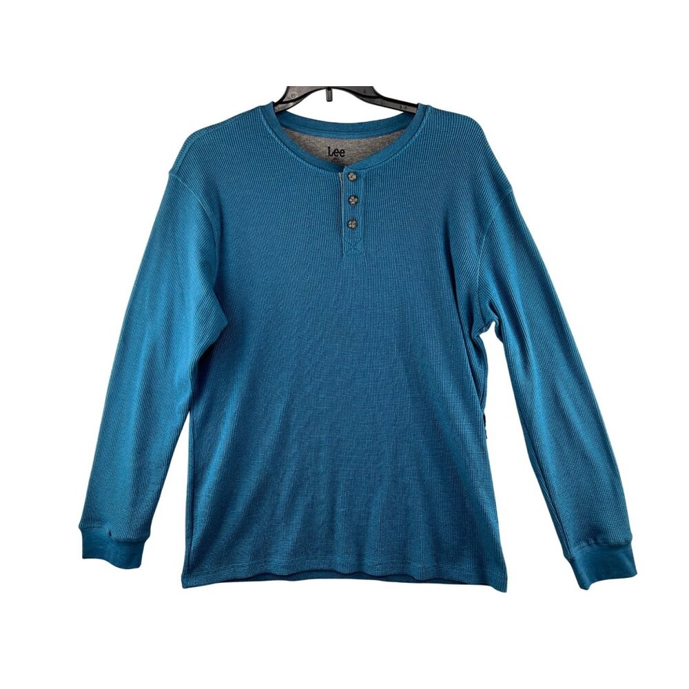 Lee Mens Long-Sleeve Henley Shirt Large Regular Fit Cotton Blend Durable Fabric